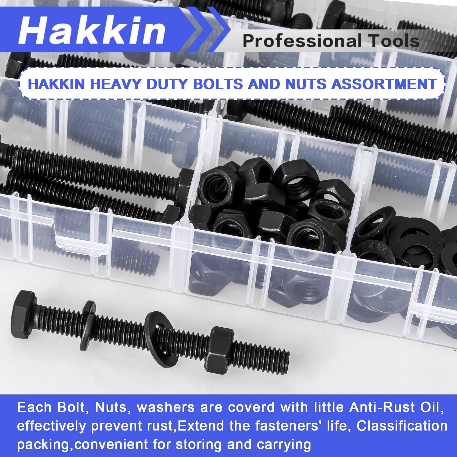 Hakkin 120PCS 5/16-18 Hex Bolts and Nuts Kit, Length 3/4″,1”,1-1/2″,2″,2-1