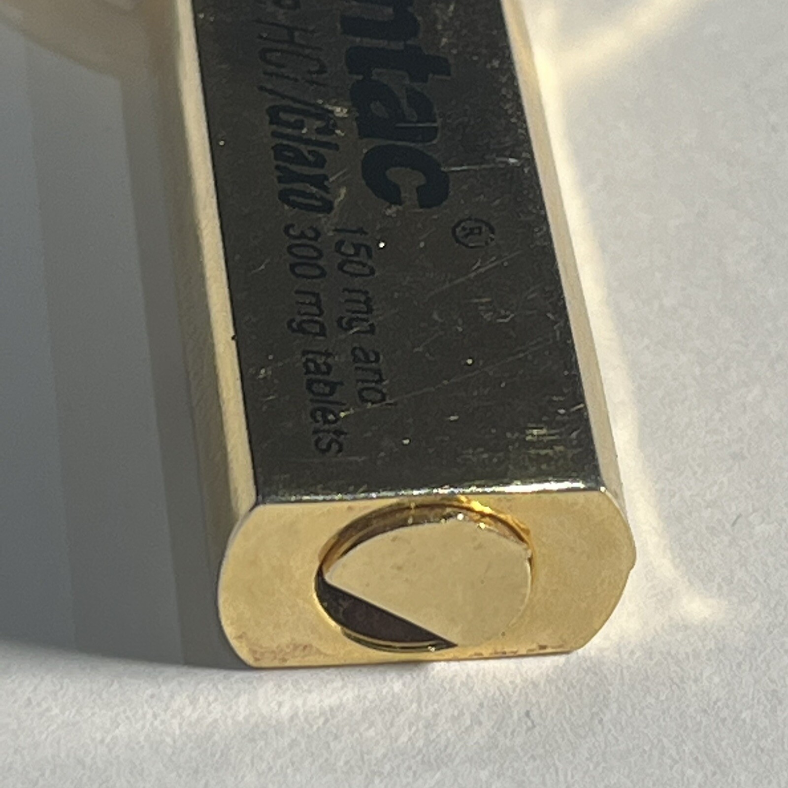 Drug Rep Zantac Ranitidine Glaxo Pharma Advertising Gold Tone Keychain Whistle