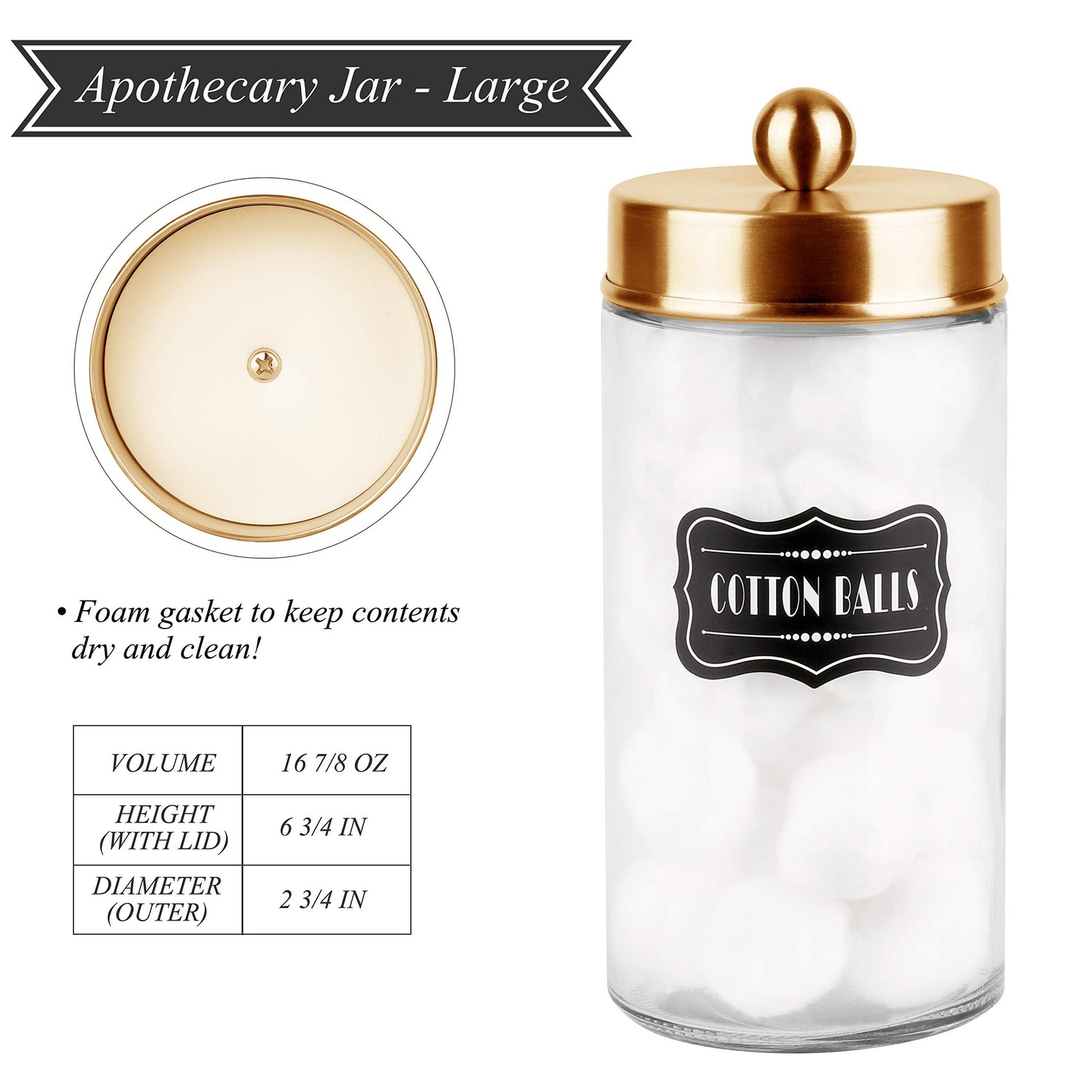 Apothecary Jars 3 Pack – Glass Bathroom Containers with Stainless Steel Lids …