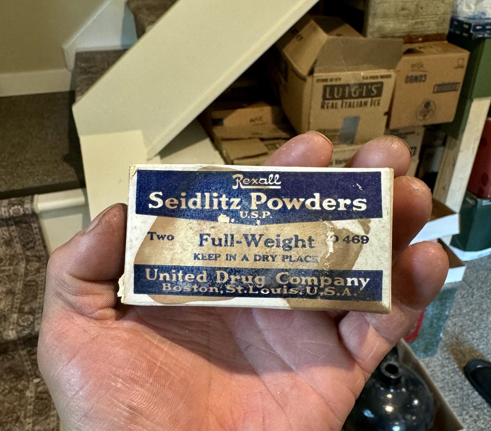 Rexall Seidlitz Powders USP Boston MA St Louis MO Sealed Old Medicine Box 1930s