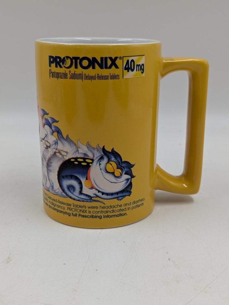 Vintage PROTONIX IV “Heartburn Monster” Promotional Mug –Rare Pharma Advertising
