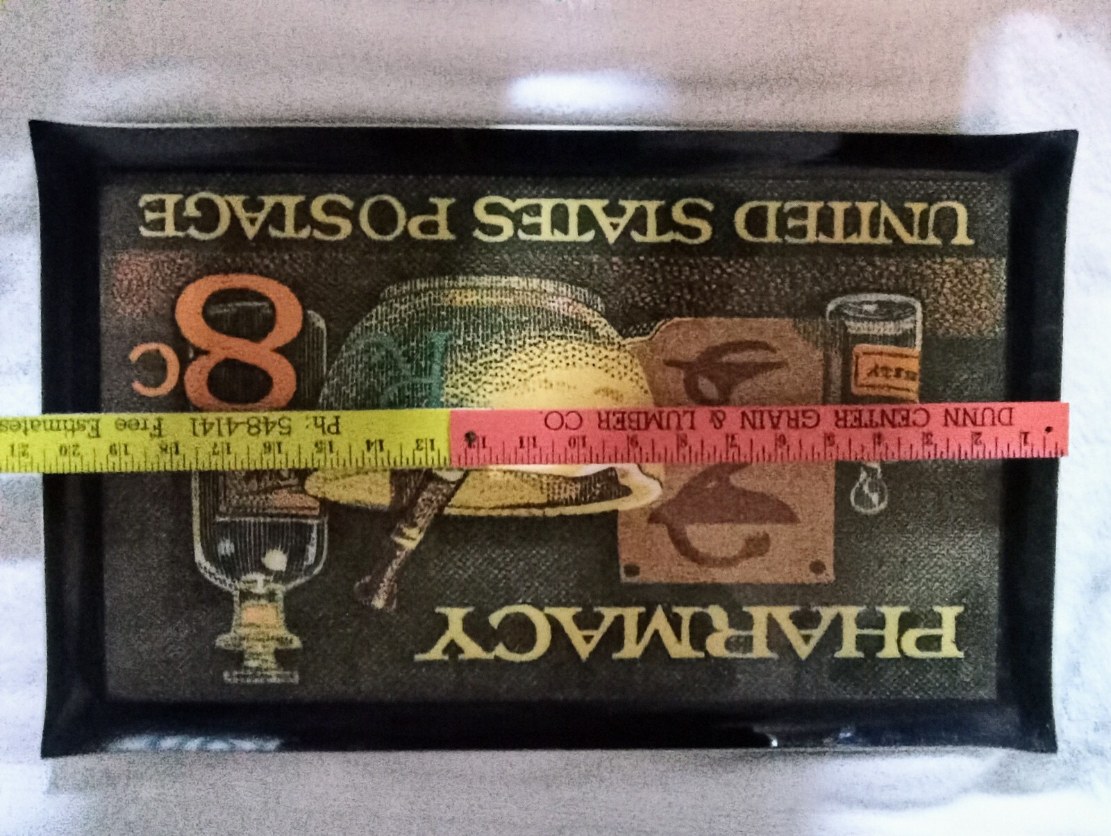 Vintage Pharmacy United States Postage 8¢ Heavy Plastic Tray 21 x 13” 1970’s bar