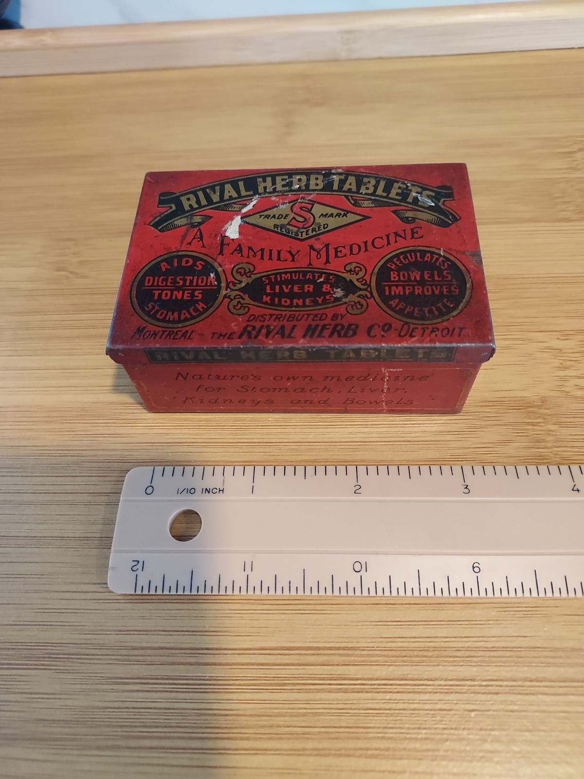 Vintage Herbal Medicine Tin Rival Herb Tablets Montreal Detroit Herbal Remedy