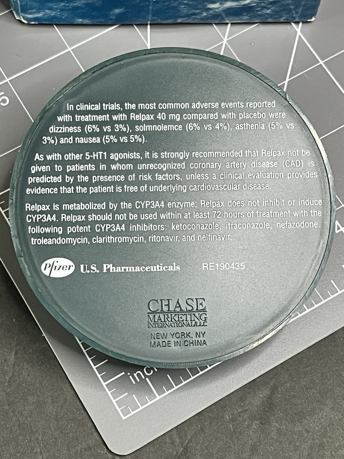 Pfizer RELPAX “Knock Out A Migraine” DRUG REP Paperweight Pharma HEADACHE Toy
