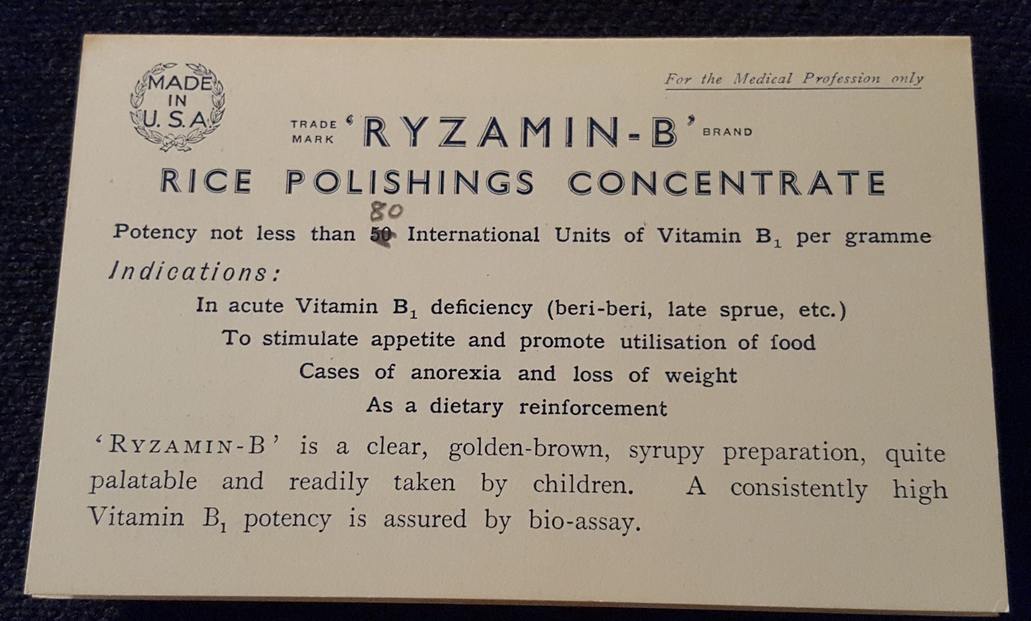 Vintage Medical Pharmaceutical Drug Advertisement Ryzamin-B Medicine