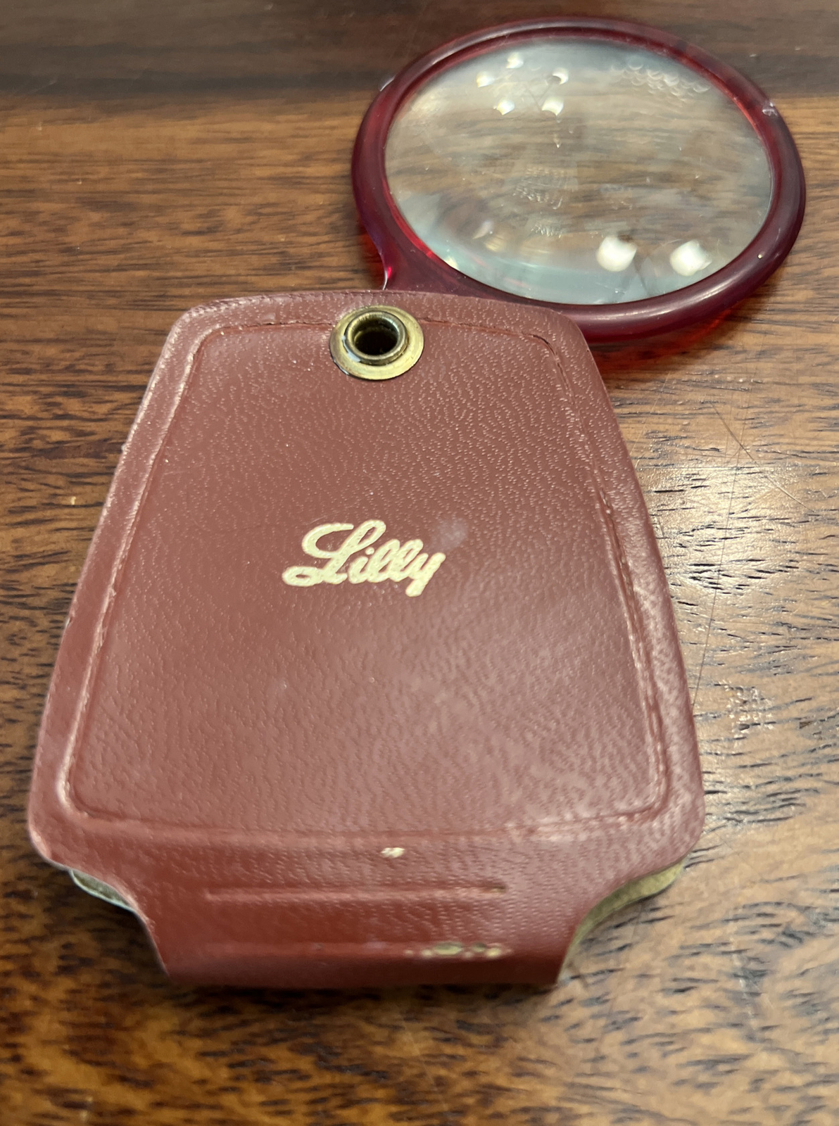 LILLY Cordran Haldrone Vintage Magnifying Glass Promotional Pharmacy RARE