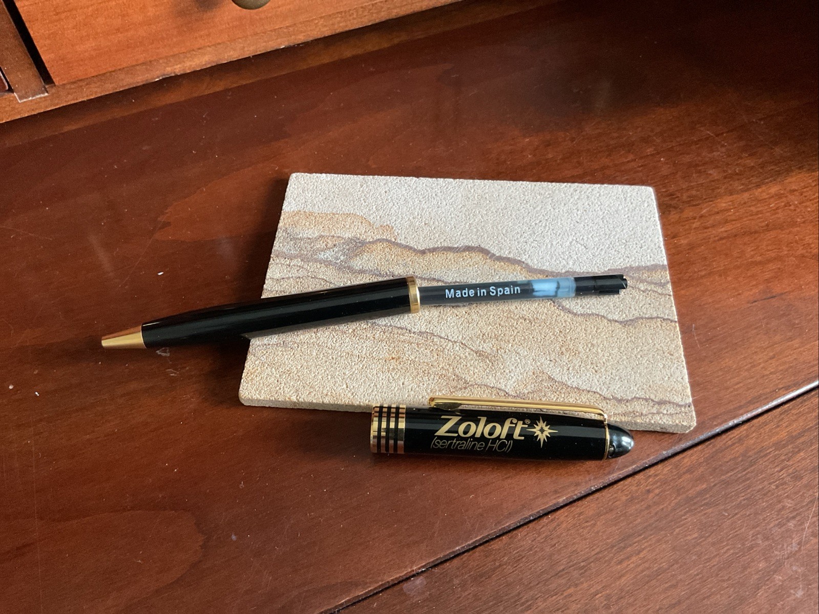 Ballpoint Pen ZOLOFT pharmaceutical promo Black & Gold