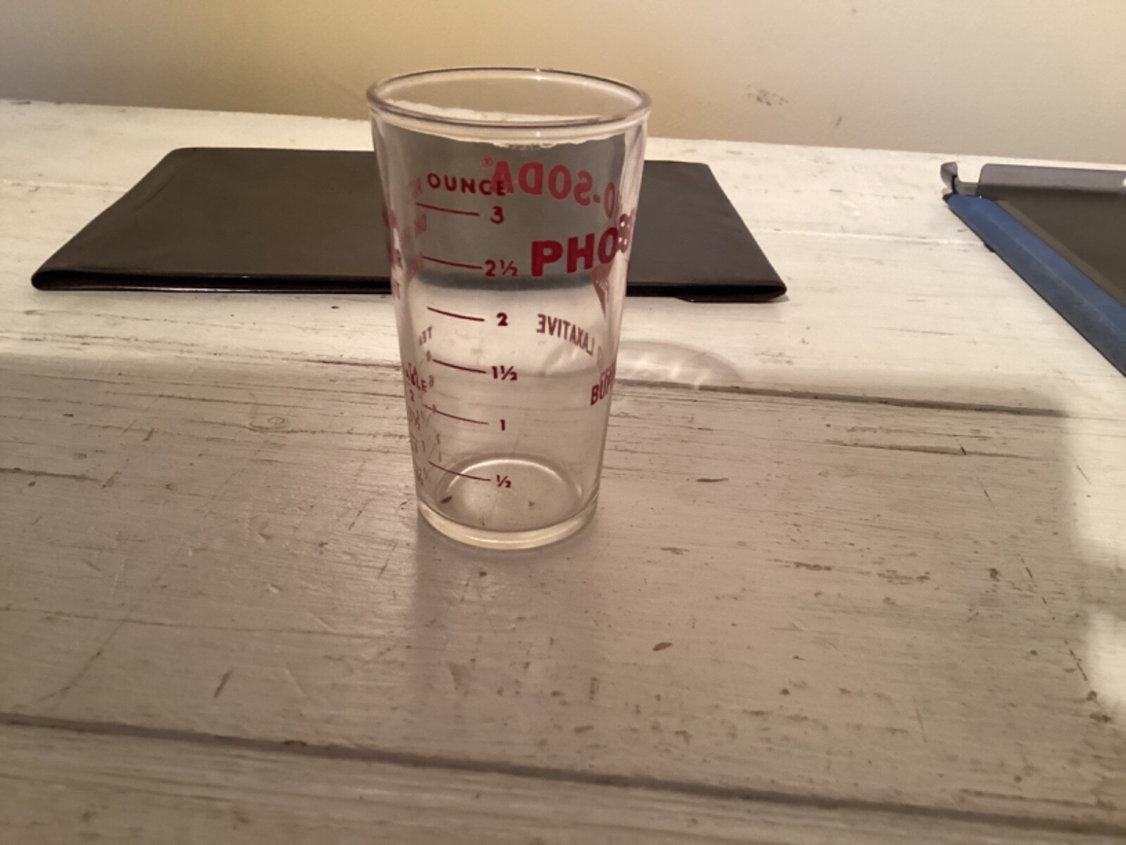 Vintage Phospho-soda Buffered Laxative 3.5″ Advertising Measuring Glass