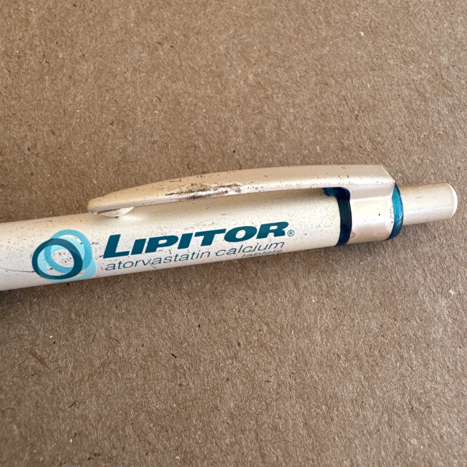 Lipitor Tablets Drug Rep Collectible Pen White Blue Green Thick Metal- Heavy