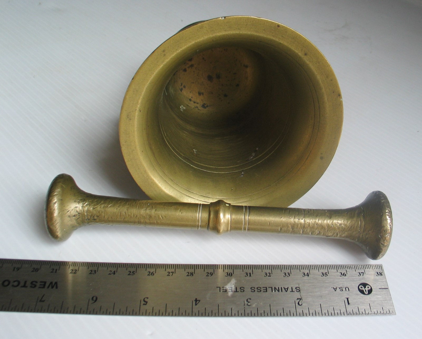 Heavy Vtg Antique Brass Mortar & Pestle Emil Ortony Wien (Vienna, Austria) RARE!