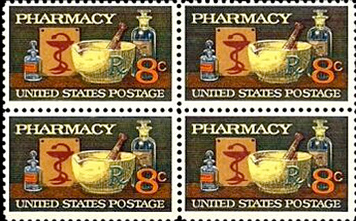 Lot 50 stamp PHARMACY United States 8-cent STAMPS sheet brand new stamps c1972