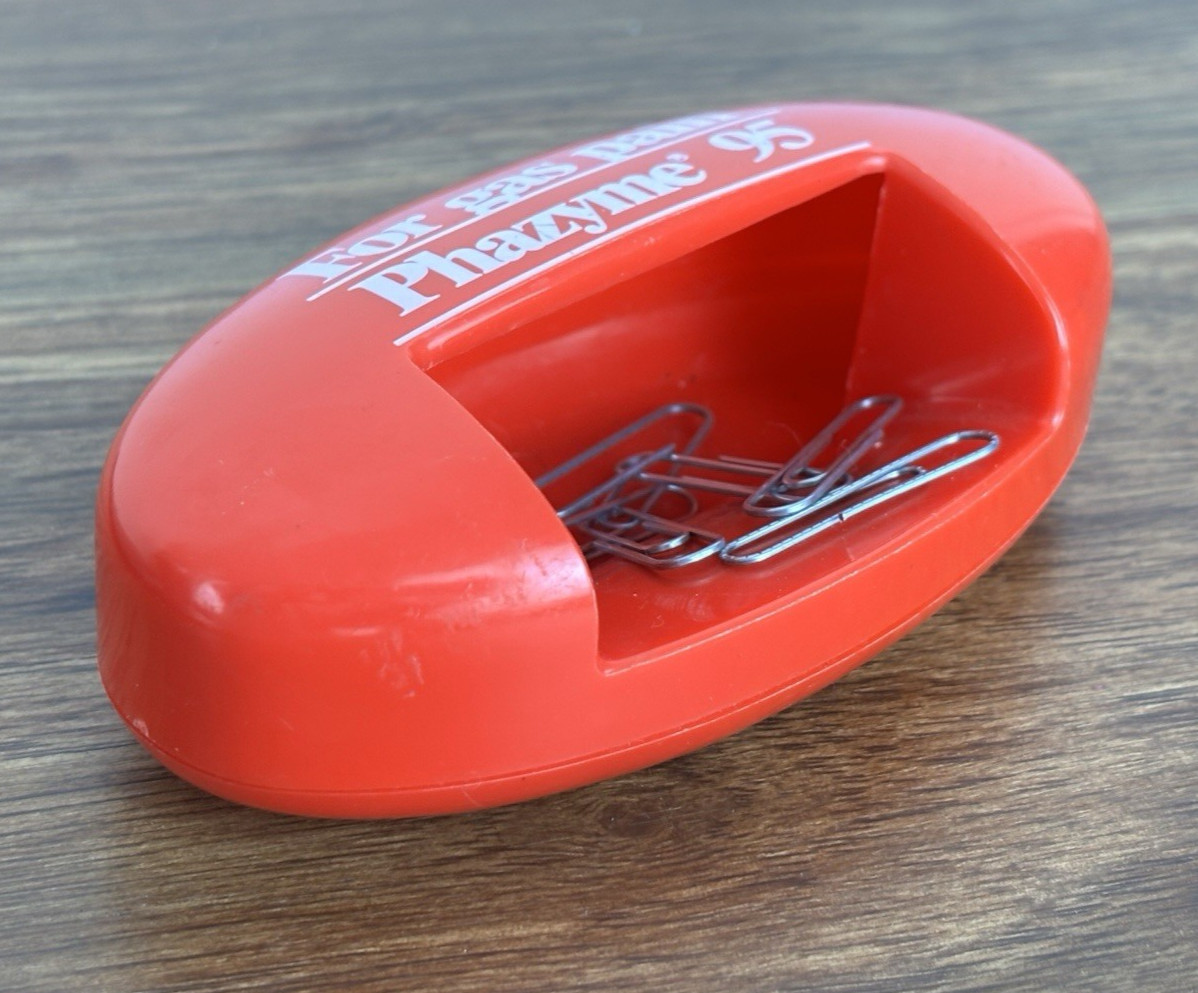 Phazyme 95 Pharmaceutical Paper Clip Holder Red Plastic Drug Rep Promo Vtg