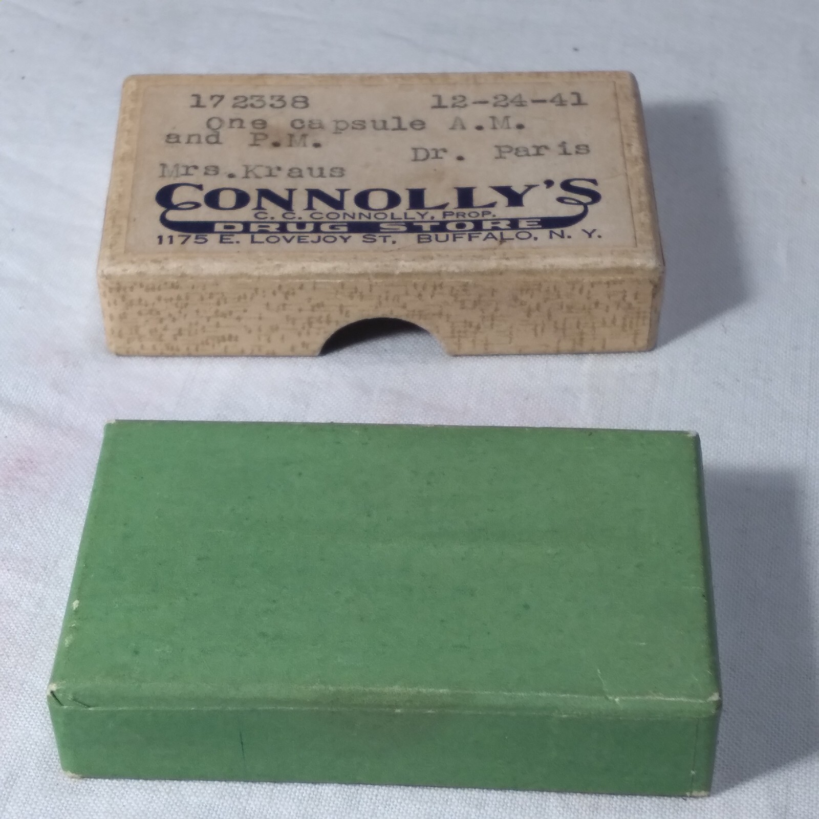 Antique Cardboard Drug Store Prescription Medicine Box 1941