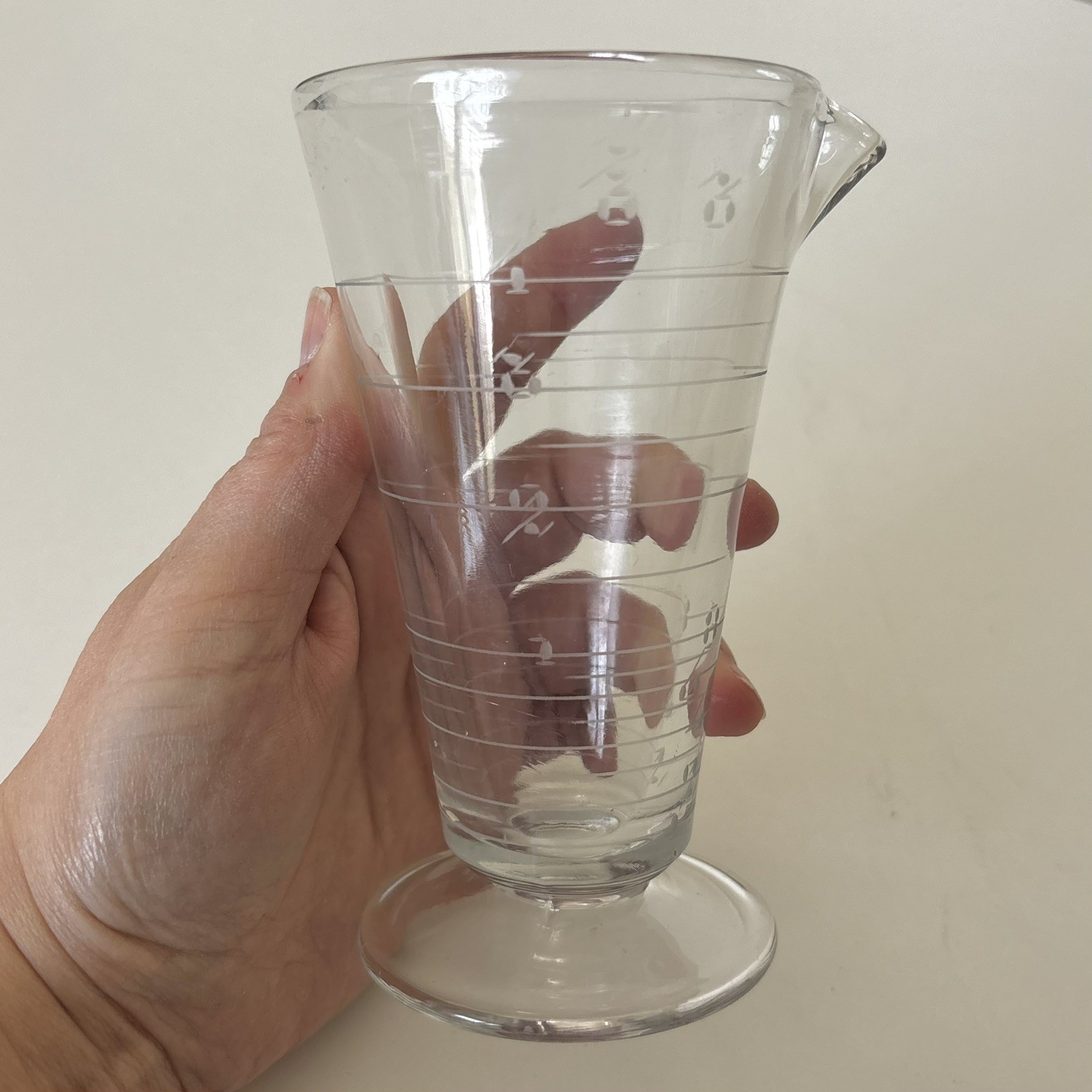 Antique Apothecary Pharmacy Conical Measuring Footed Beaker Cup 5.25” Tall