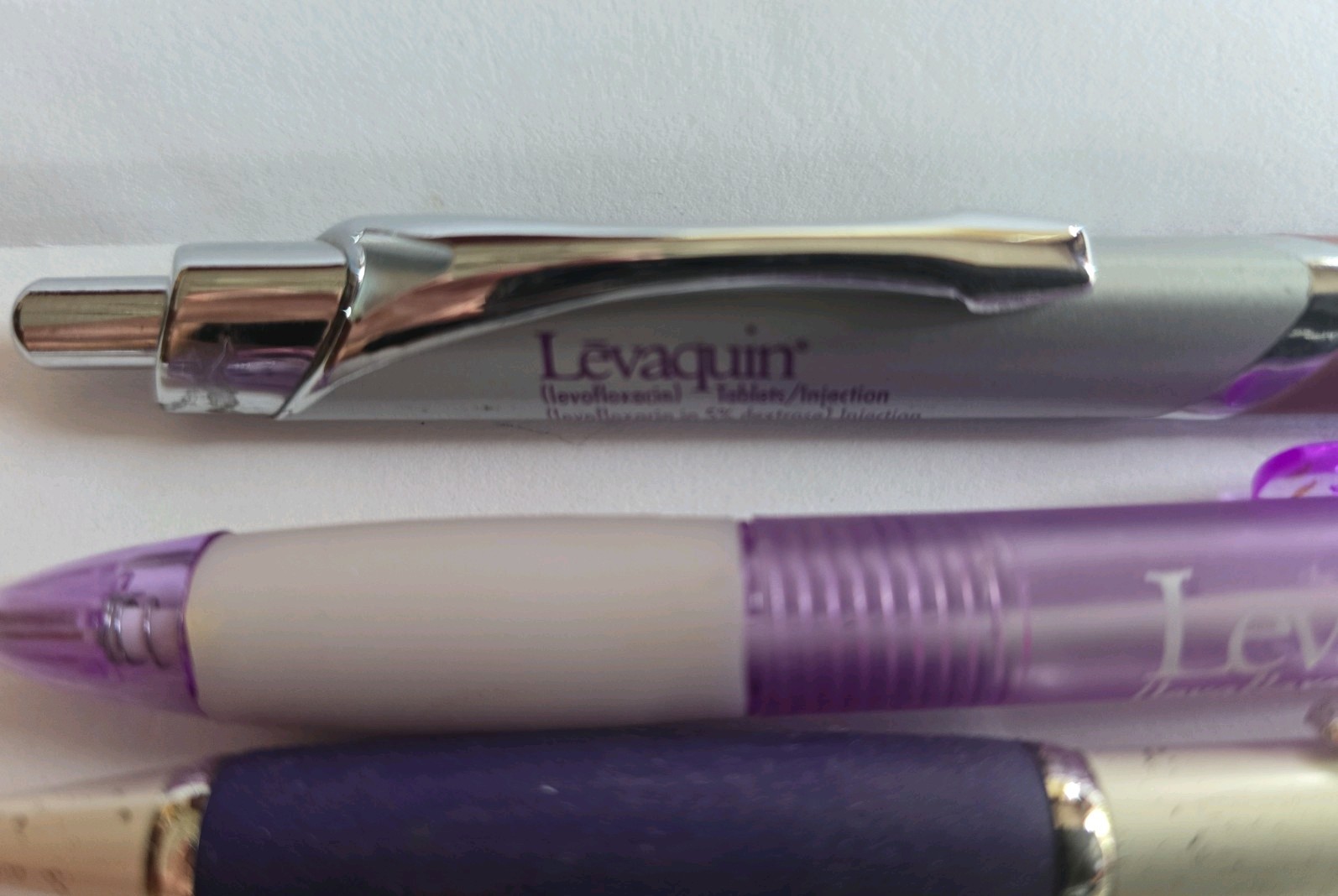 LEVAQUIN Metal Pens + Letter Opener Vintage Pharmaceutical Drug Rep Promo WRITES