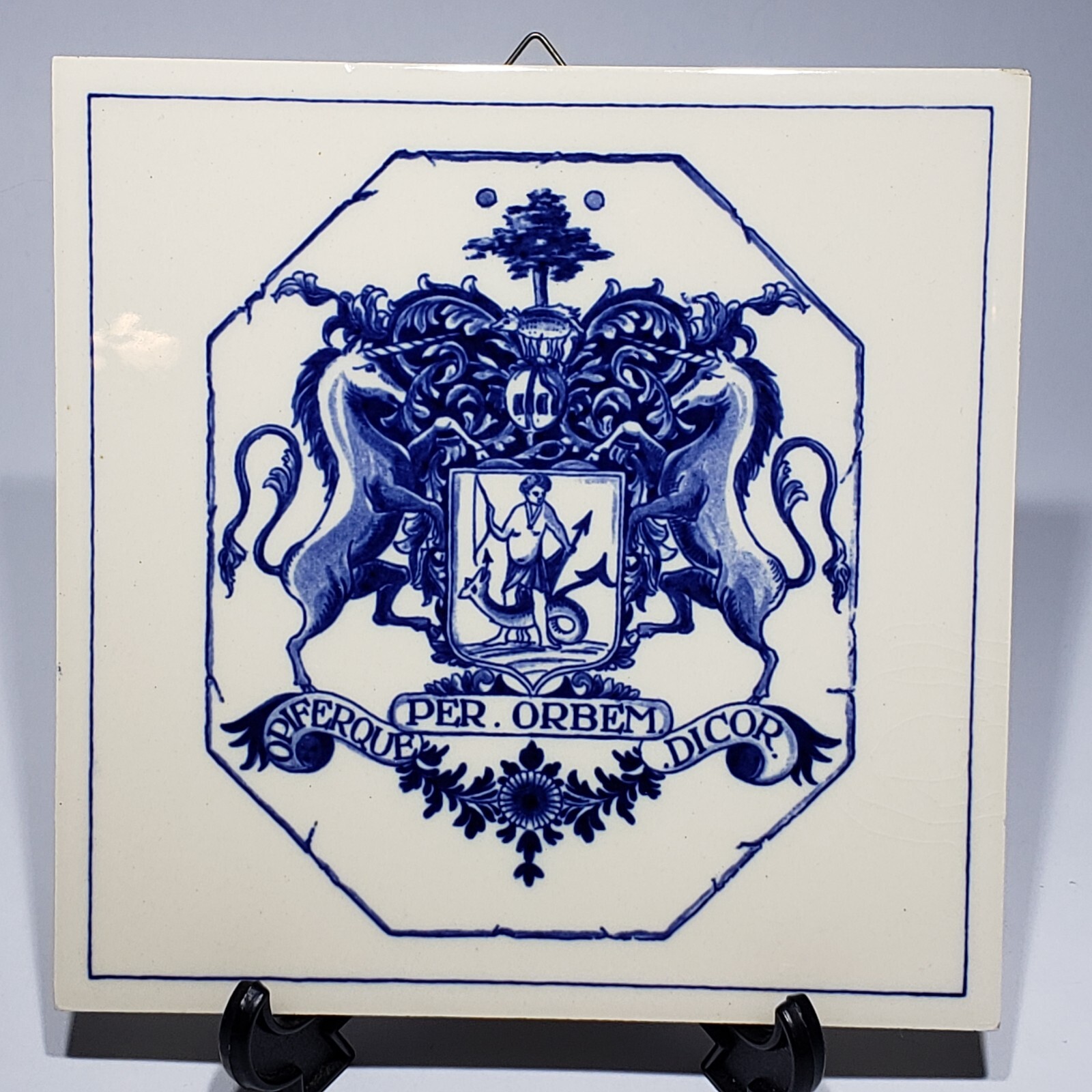Vtg Blue Pharmacy Chelsea Physic Garden Tile Delft Holland John Watts B688