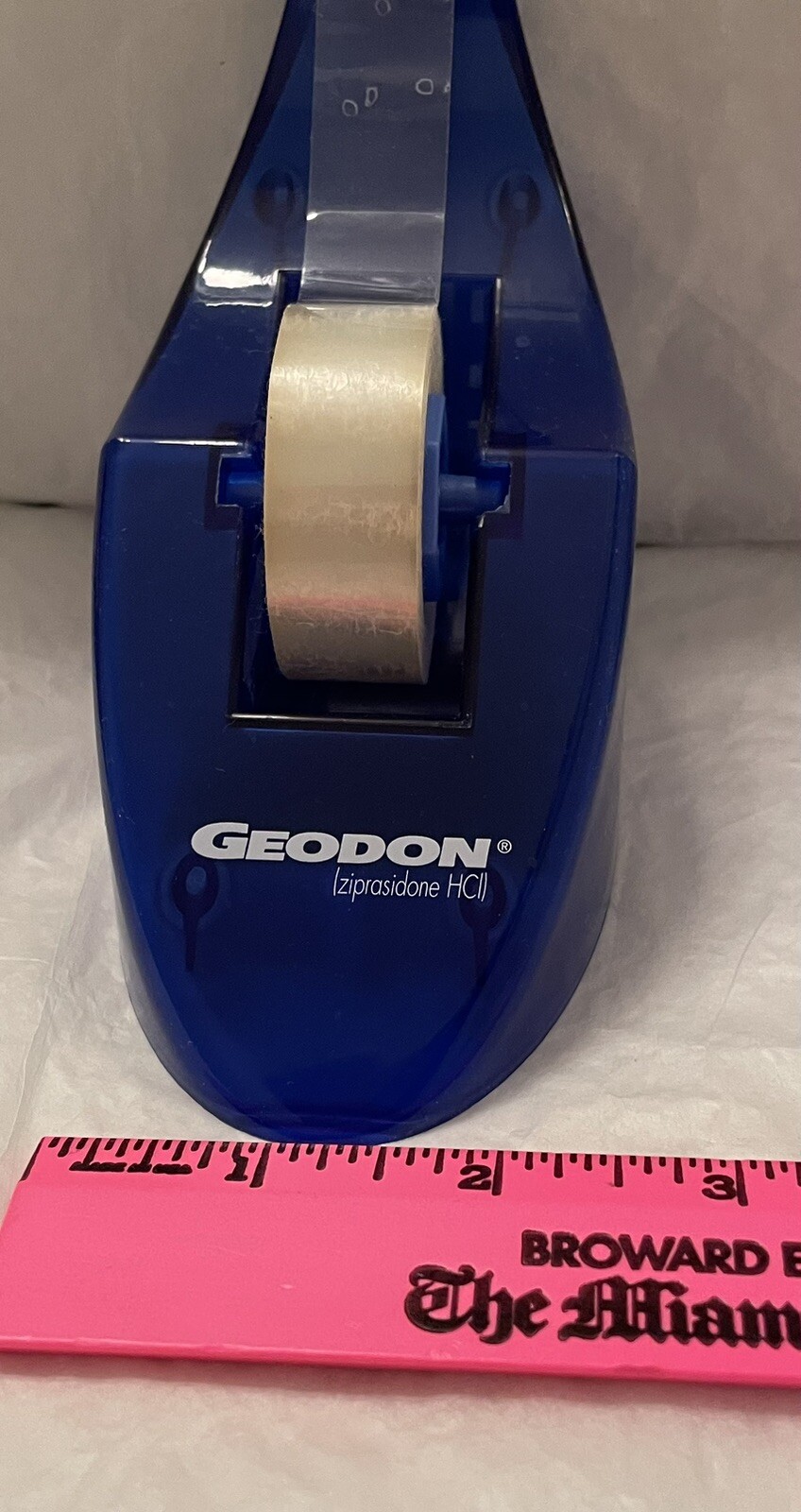 VTG GEODAN 1990’s BLUE TAPE DISPENSER/PAPERWEIGHT Pharma Drug Rep Logo