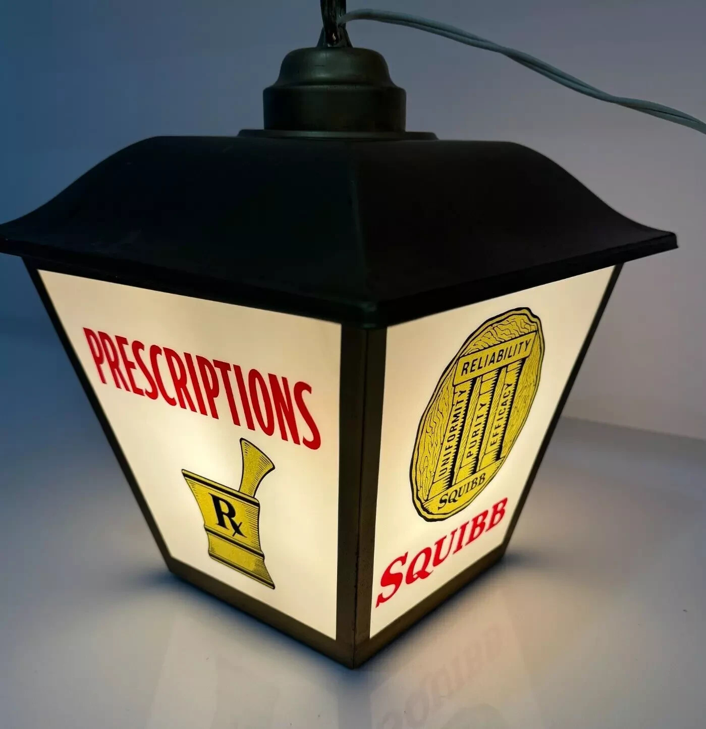 VINTAGE ADVERTISING HANGING LAMP SQUIBB PHARMACEUTICALS APOTHECARY