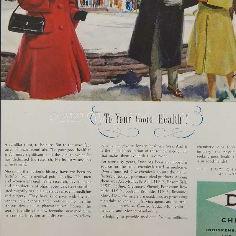 1952 Dow Chemical pharmaceutical drugs winter terrier photo art decor print ad