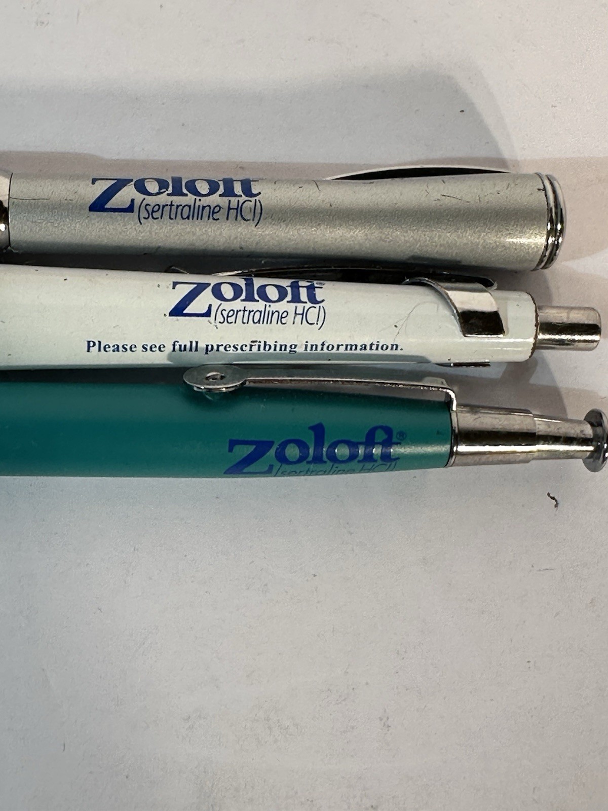 Lot Of 3 Zoloft Ink Pens Drug Rep Pharmaceutical Promo Medical Advertising