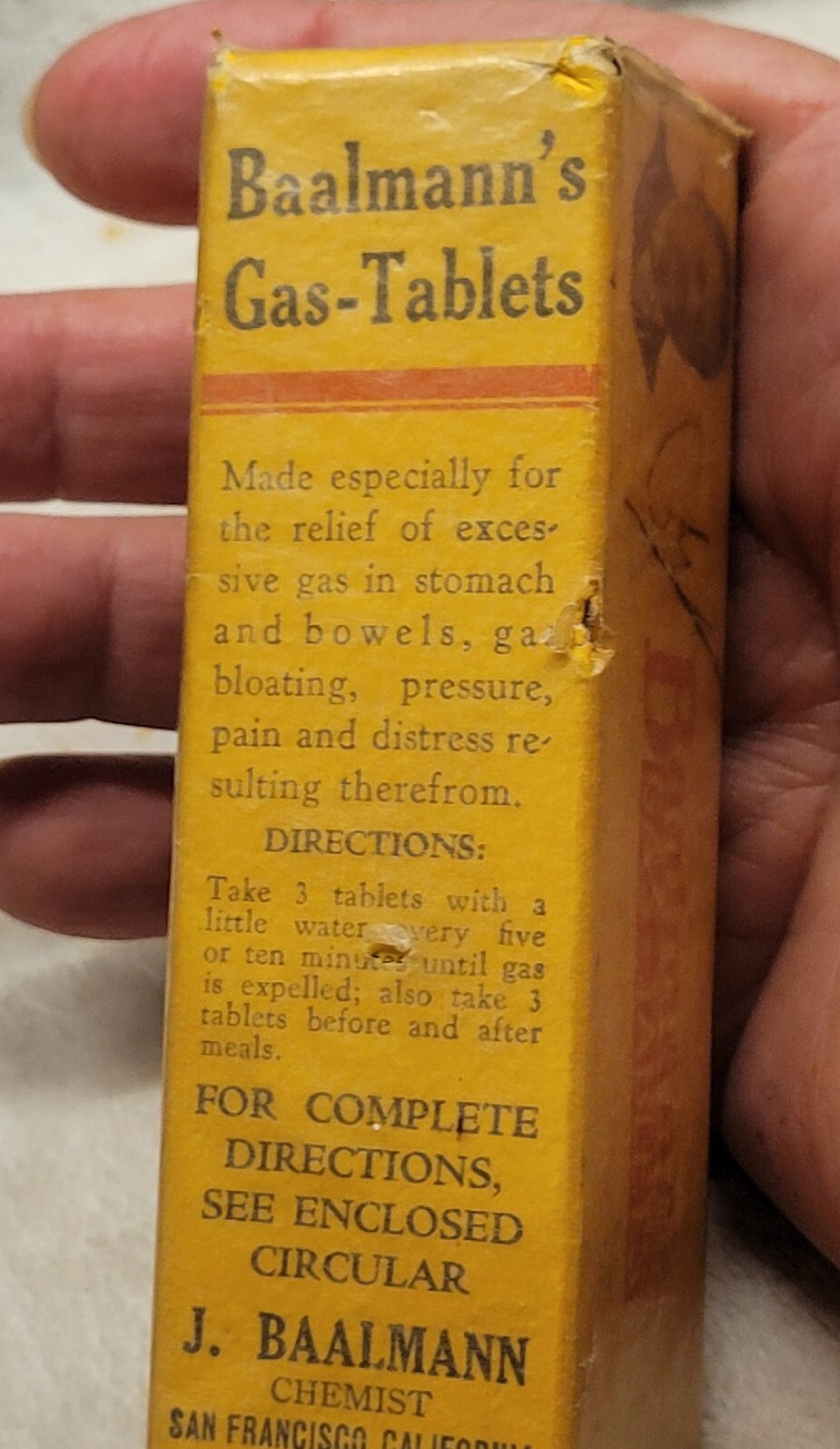 VINTAGE BAALMANN’S GAS TABLETS UNOPENED NICE GRAPHICS ON BOX
