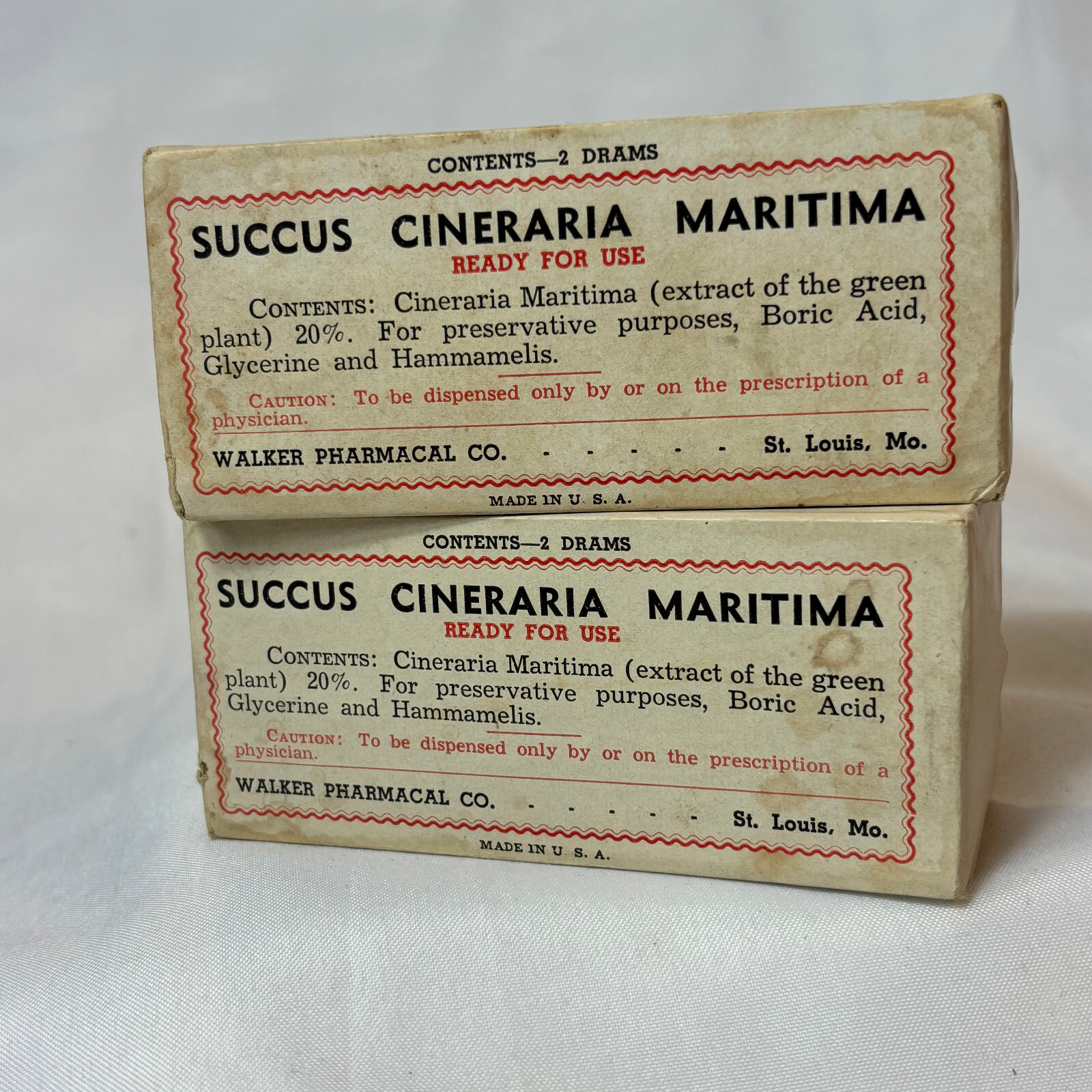 Vtg Walker Pharmacal Succus Cineraria Maritime Sealed In Original Boxes Quackery