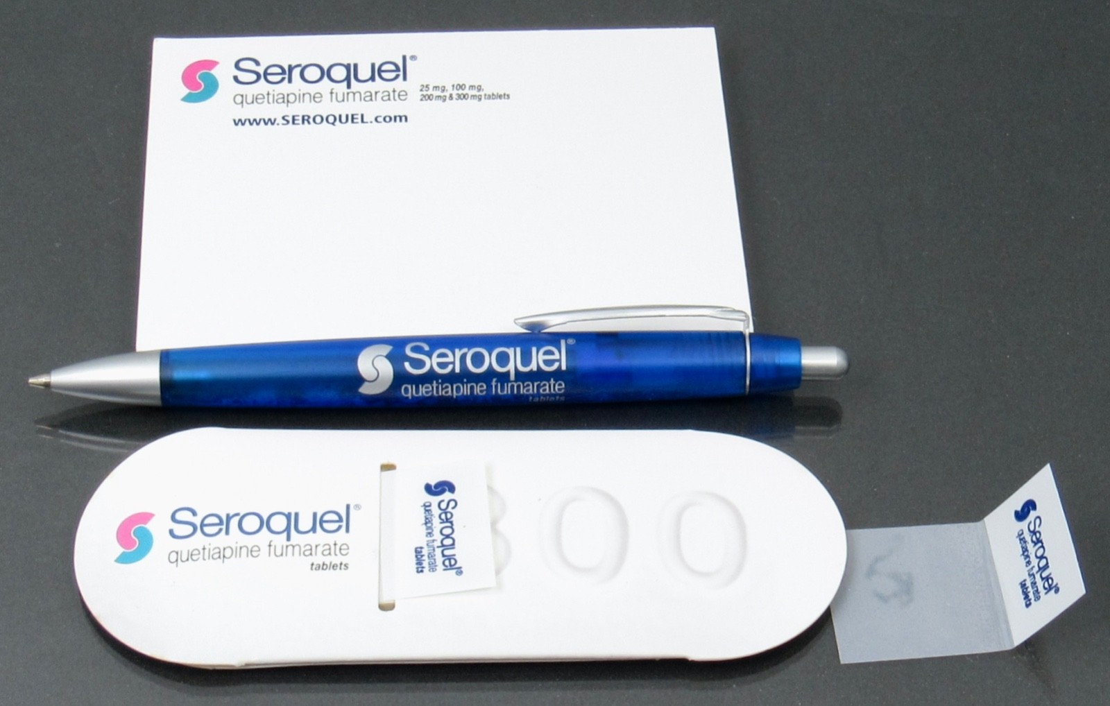 Seroquel Blue PEN, Sticky Notes, Page Flags Drug Rep Pharmaceutical Advertising