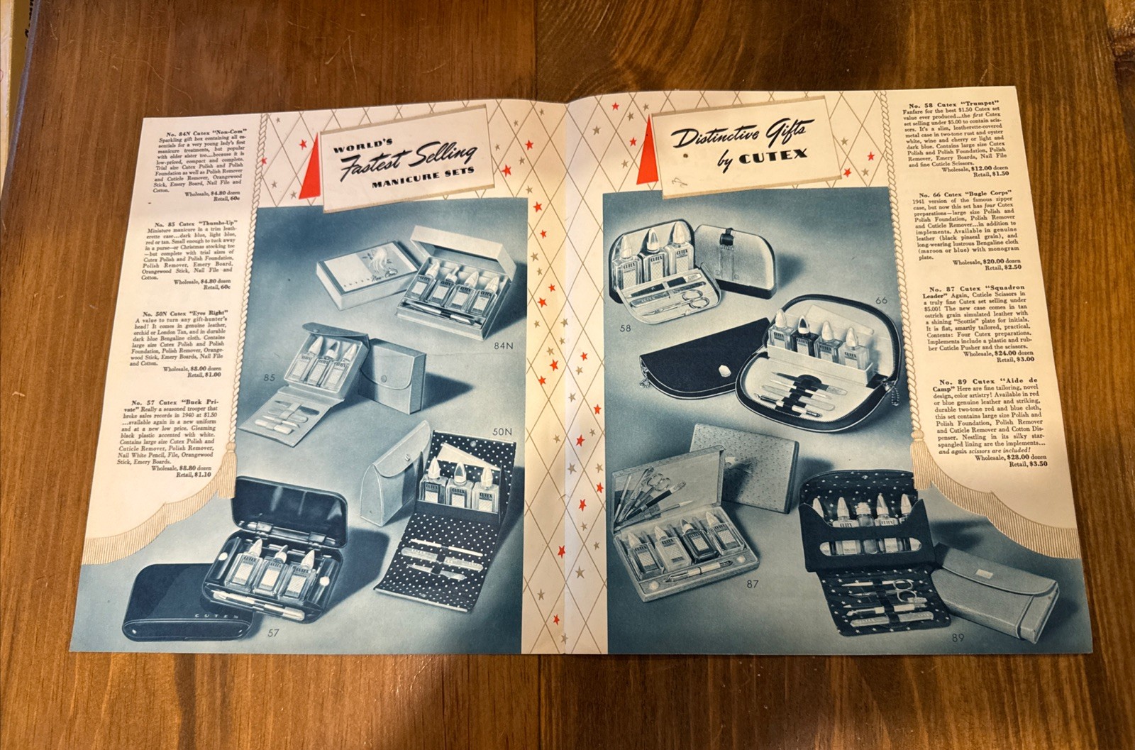 1941 Cutex Set Parade Dealer Catalog Manicure Sets Drugstore Advertising
