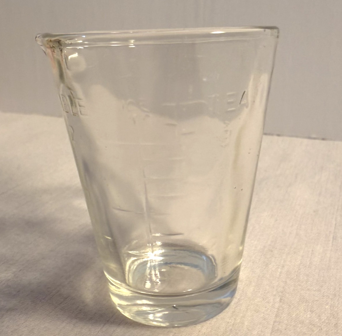 Vintage Glasco Apothecary Measuring Glass Cup with Embossed Graduations & spout