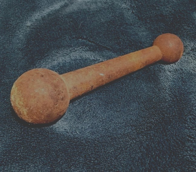Antique Mortar Bowl & Iron Pestle Pharmacist Thomas Maddock Sons Acid Proof USA