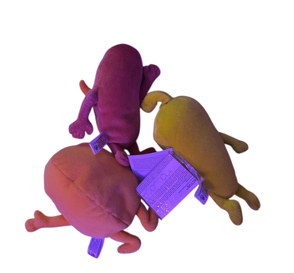 Actos Drug Rep Diabetes Plush Stuffed Beanies Science Toy Steven Smith Set of 3
