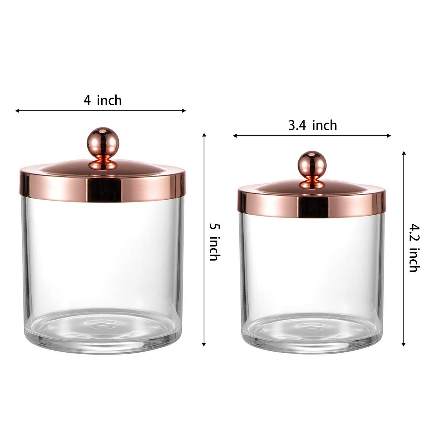 SheeChung 2-Pack Plastic Apothecary Jars with Rose Gold Metal Lids – 25oz & 1…