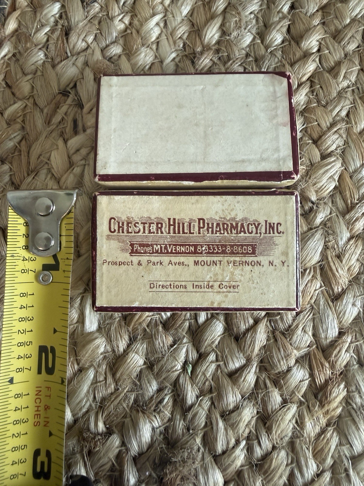 Vintage 1943 Medicine Prescription Box Apothecary Memorabilia Mount Vernon NY