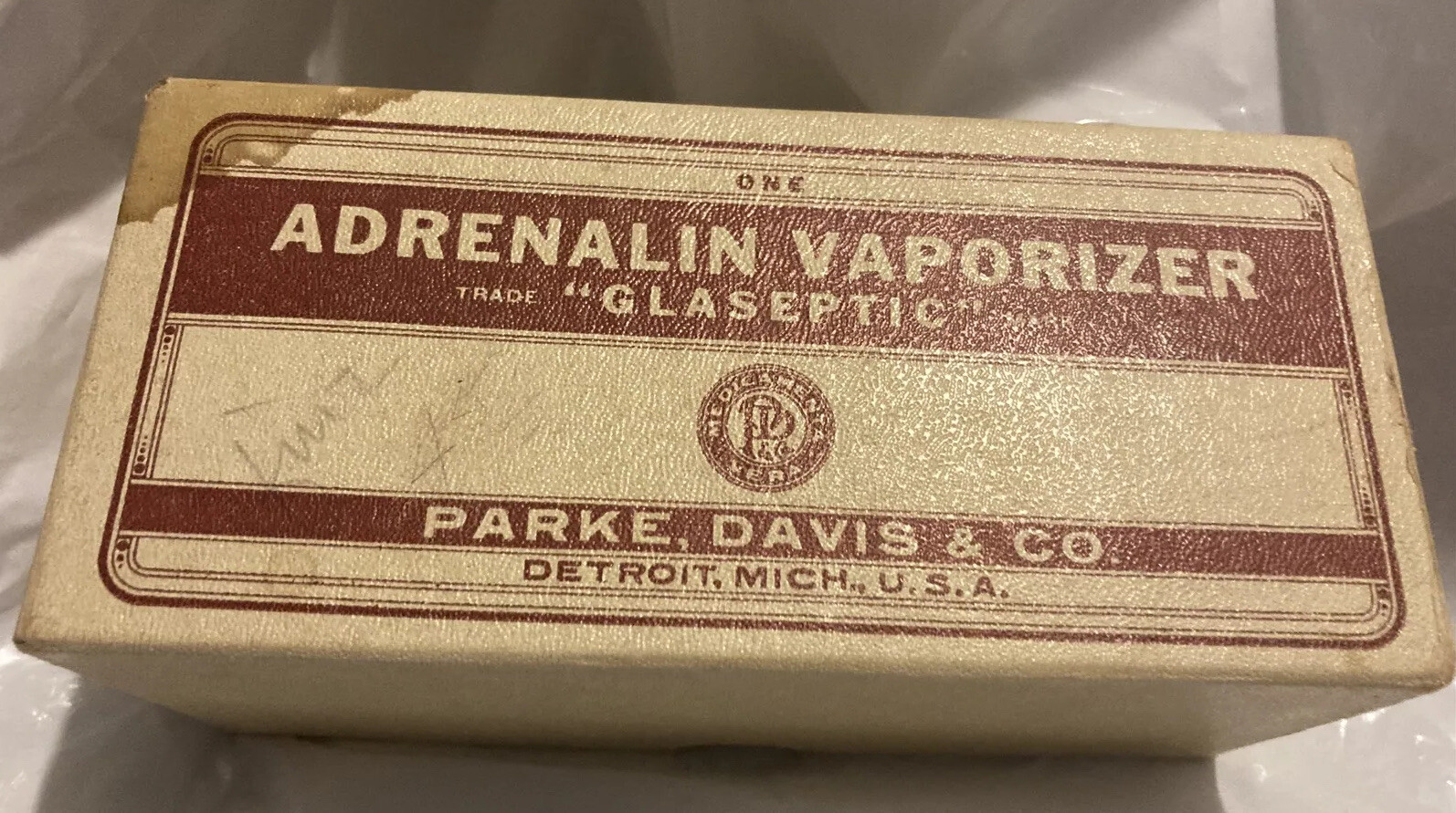 Vintage ‘50s Parke Davis GLASEPTIC ADRENALIN VAPORIZER With Box, Instructions