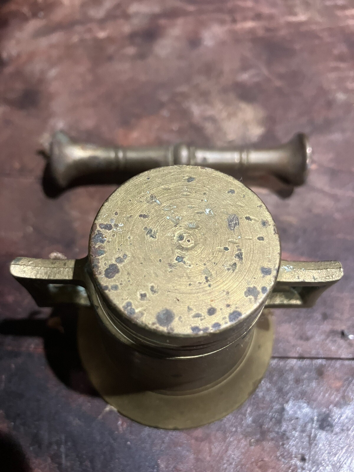 Vintage Brass Small Miniature Double Handled Mortar & Pestle