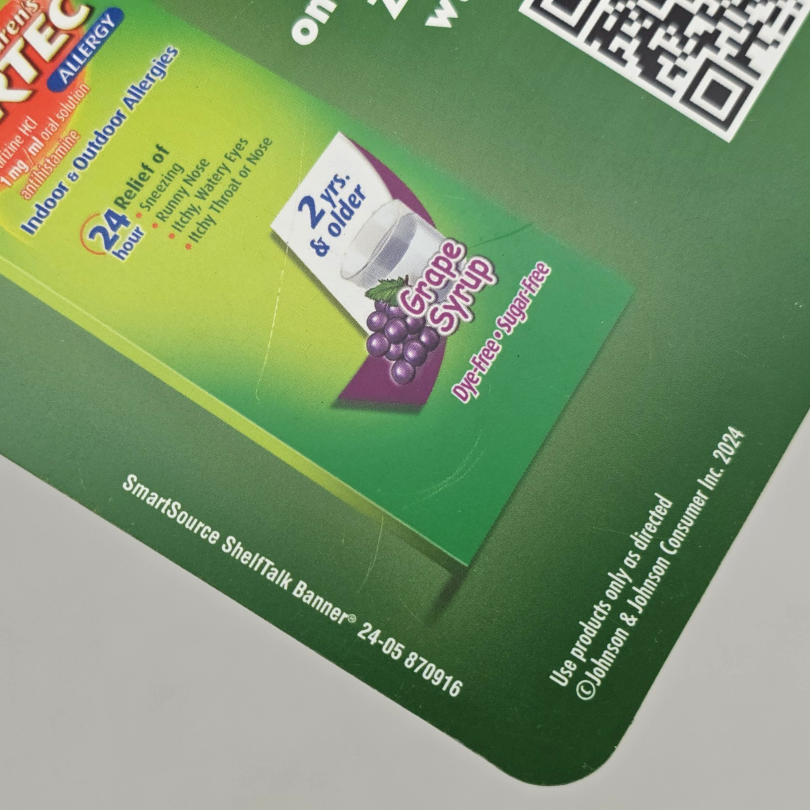 Pharmaceutical Advertising Banner ZYRTEC Shelf Talker Grocery Store Display Sign