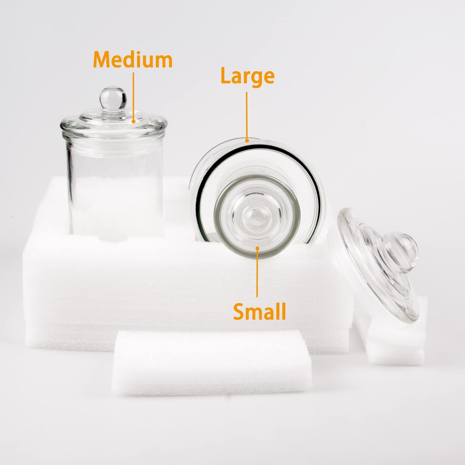 Mini Glass Apothecary Jars, Bathroom Storage Organizer Canisters for Cotton S…