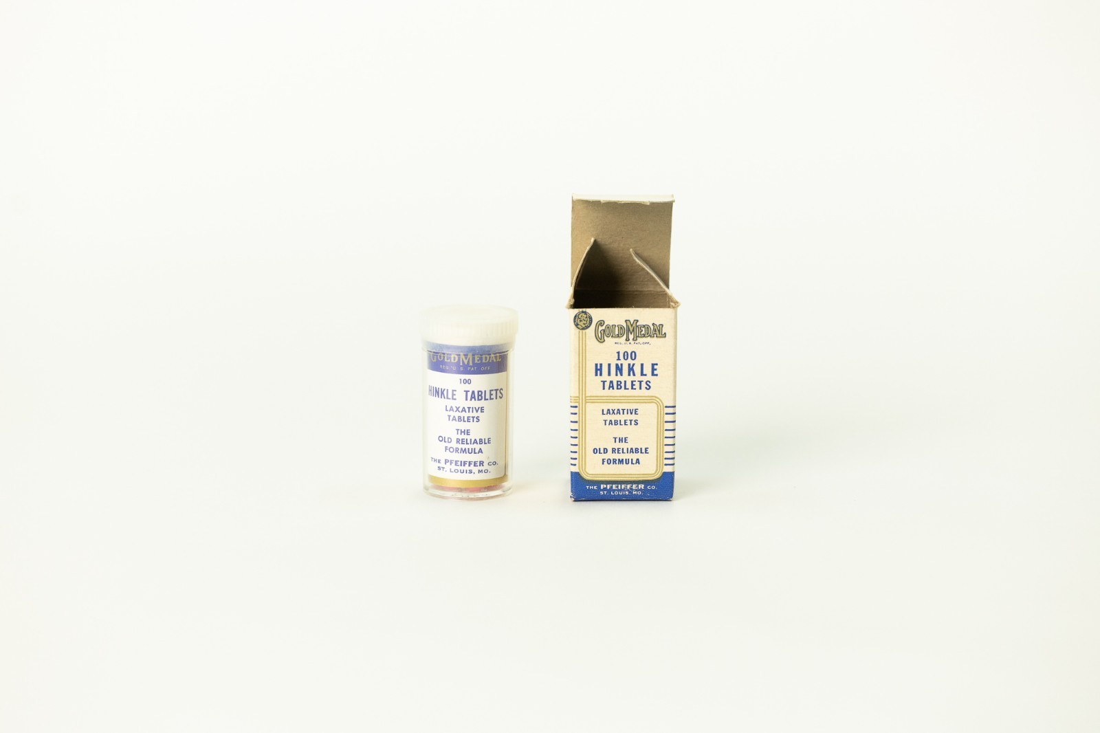 Vintage Gold Medal Hinkle Tablets Laxative Complete Box & Bottle Medical