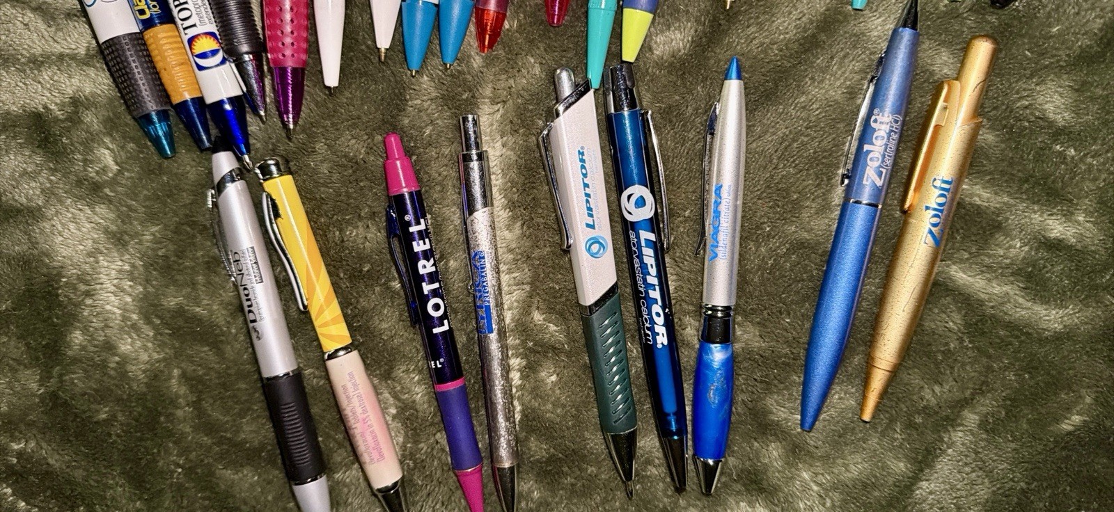 28 VTG Pharmaceutical Drug Rep Pen Metal Lipitor Zoloft Lexapro Zyban Viagra+