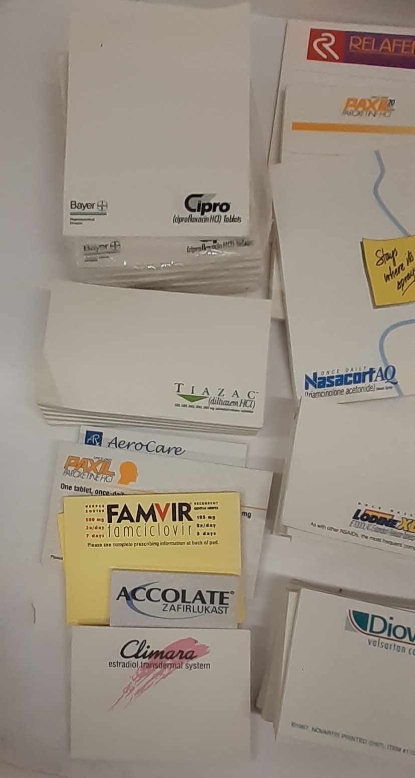47 VTG Pharma Rep Full Sticky Note Pads & Several Partial Pads