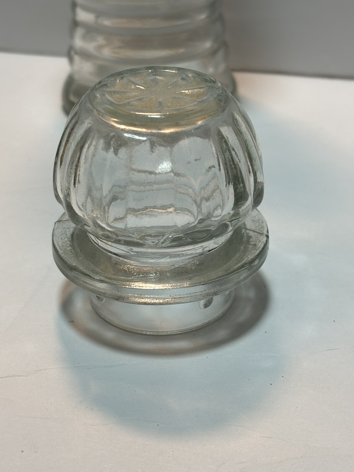 ViNTaGe MiD CeNTuRy GLaSs 11″ Apothecary Jar ReTRo AQuA BLuE & GoLD FLYING BIRDS