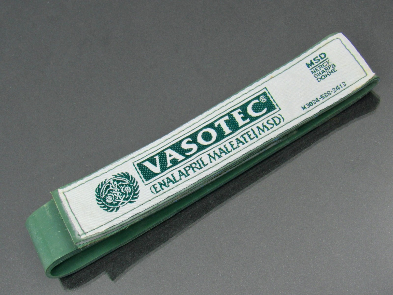 Vasotec Green Rubber Velket Tourniquet Hook Loop Closure Drug Rep Pharmaceutical