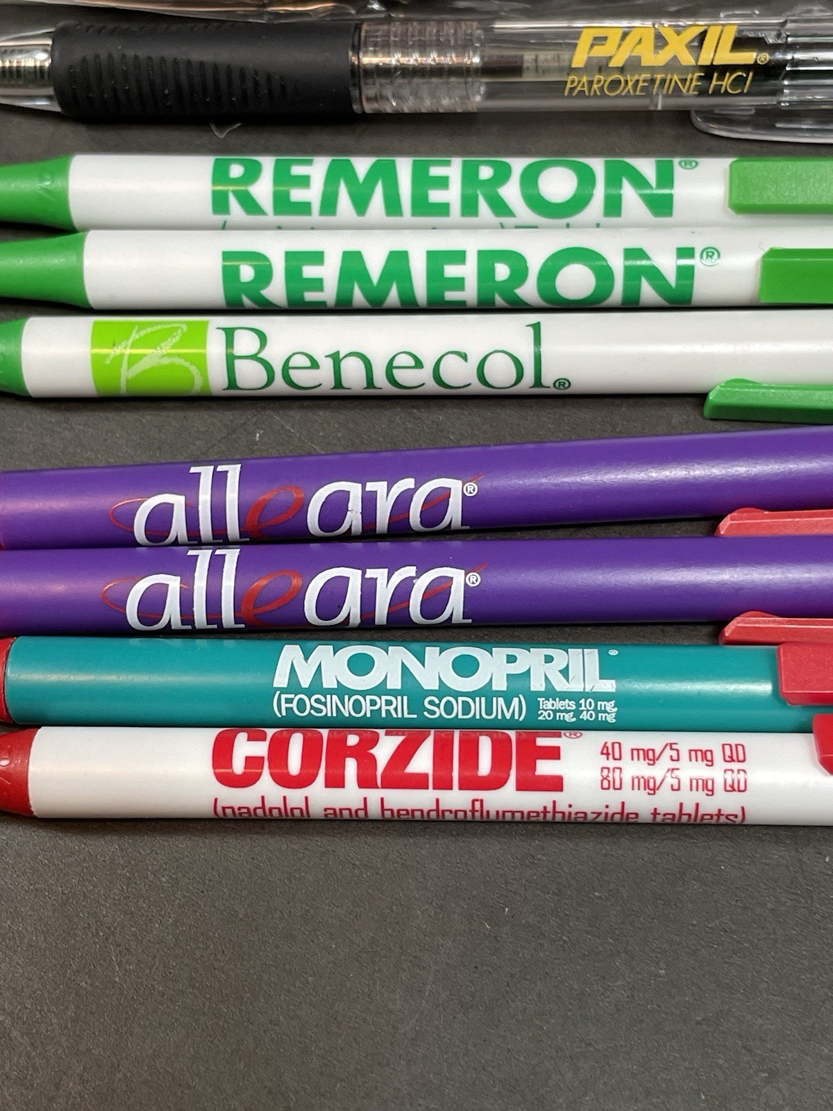 Pharma Drug Rep Writing Pen Allegra Gardasil Paxil Remeron Monopril Lot Of 11