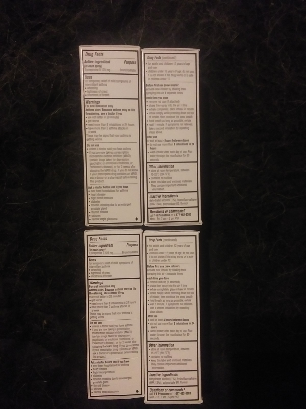 4 Pack Primatene Mist Epinephrine Inhalation Aerosol Spray 160 Sprays EXP. 2027+
