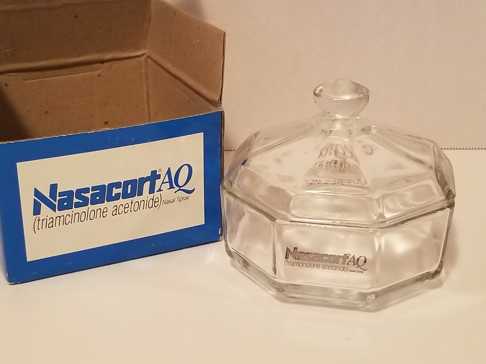 Nasacort AQ Nasal Spray Advertising Medical Collectible Covered Dish NIB Allegra
