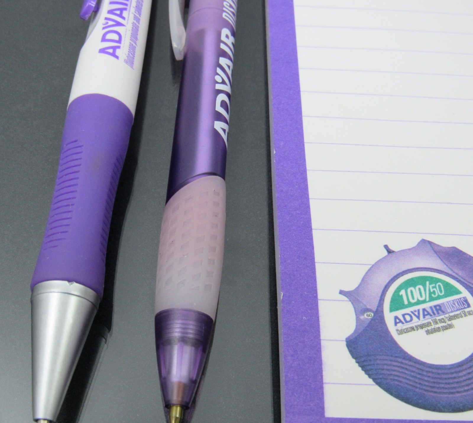 Advair Diskus Lot 2 PENS + Sticky Pad Drug Rep Pharmaceutical Promo Advertising