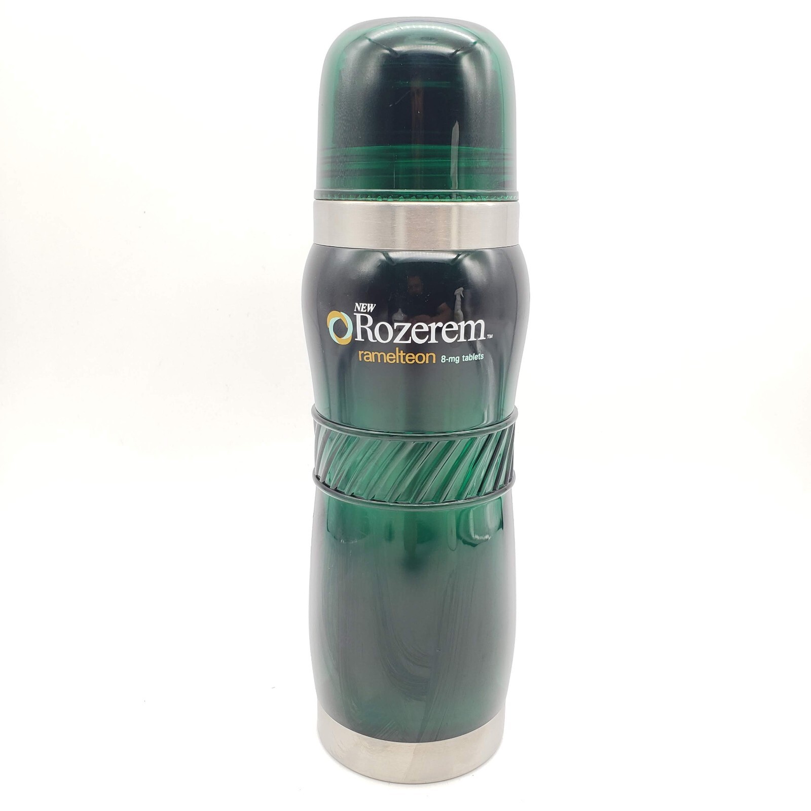 ROZEREM Coffee Thermos Bottle 9.5″ Drug Rep Promo Ramelteon Insomnia Green