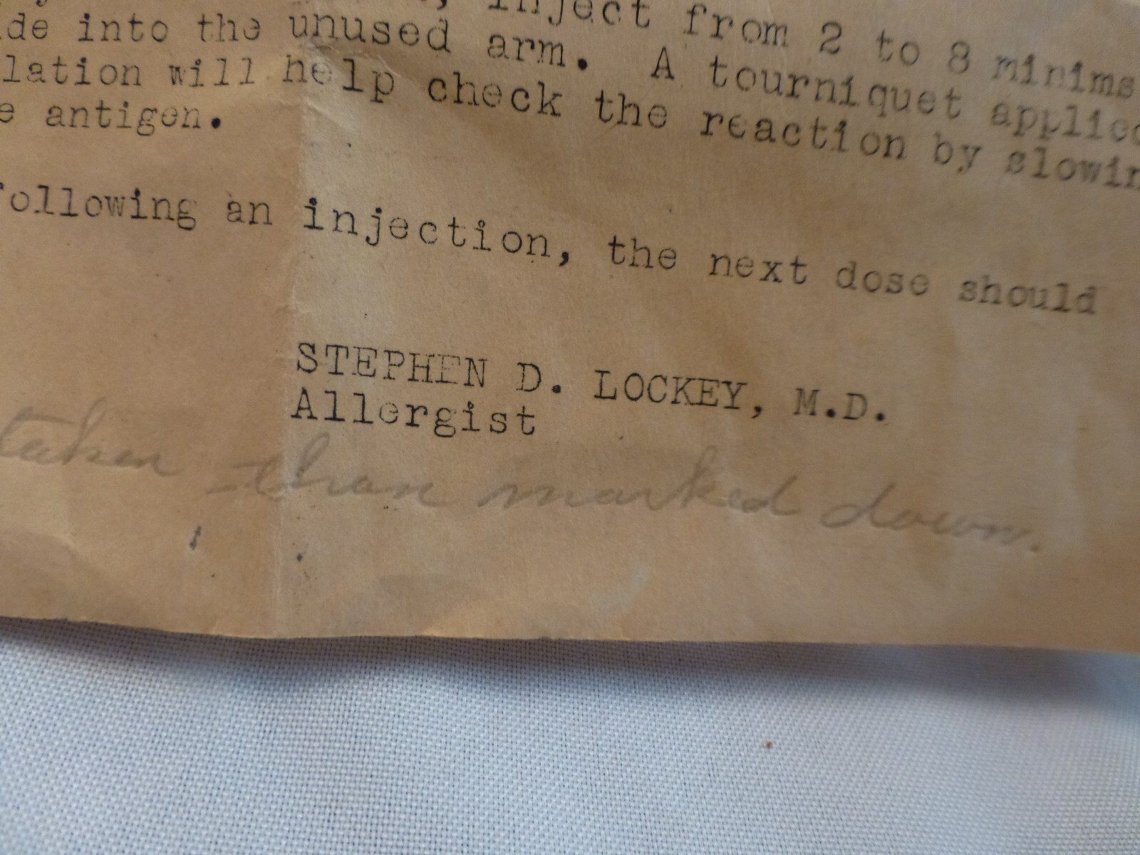 Five Pharmaceutical/Syringe Vials Var. Sizes 1940’s Instruction Letter by Doctor