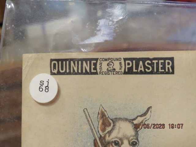 1886 Pharmacy Quinine Plaster Card & Vintage Reading Glasses
