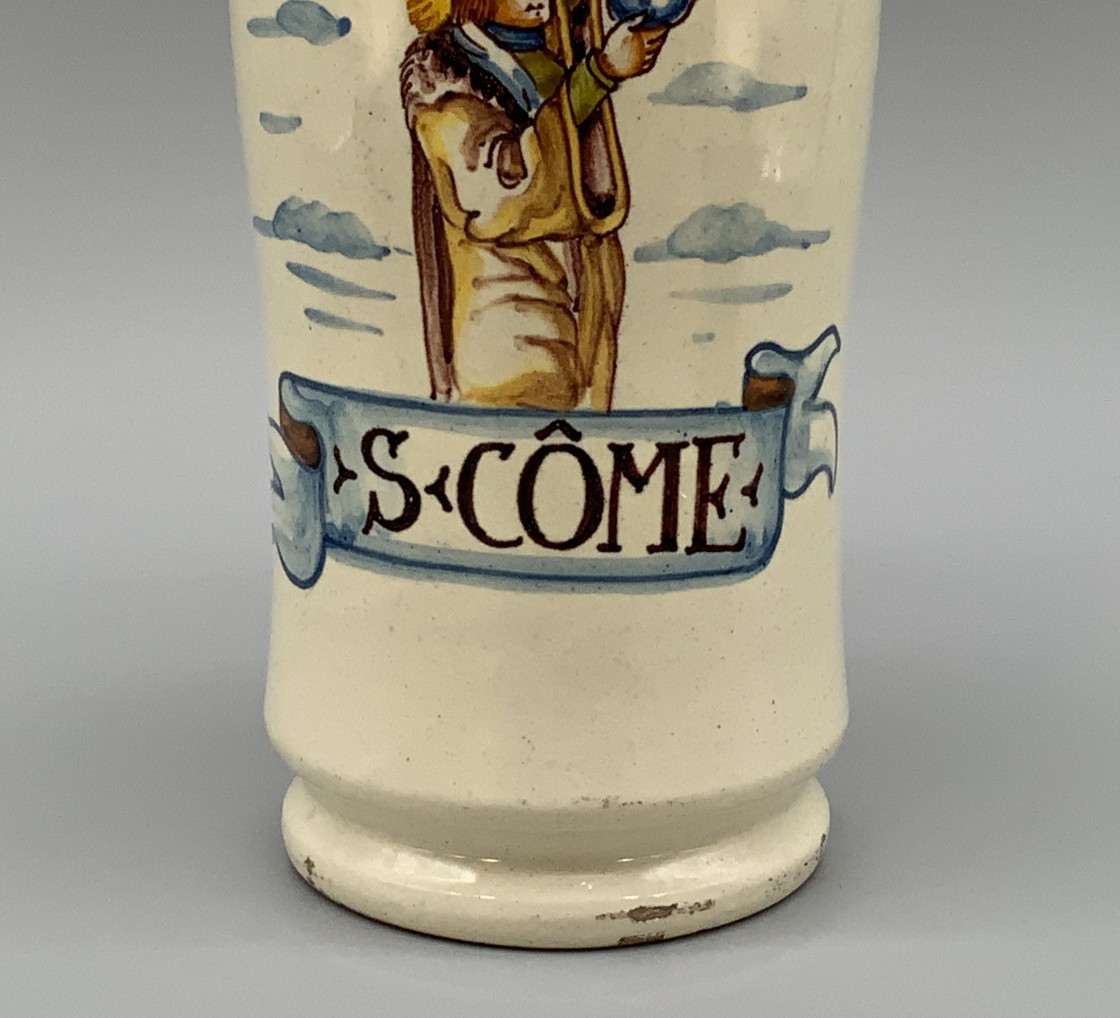 19th-Century French Saint Come Earthenware Apothecary Drug Chemist Jar Bottle